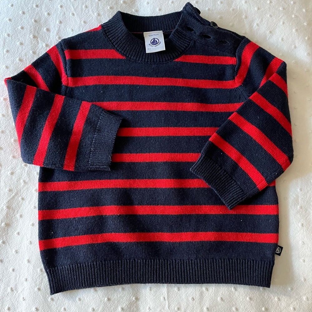 Petit Bateau Baby Sweater in Navy and Red. Brand new without tags